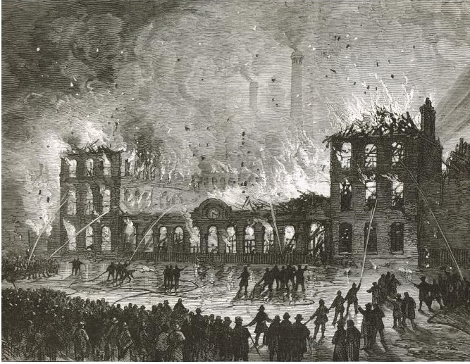 Fire at Nelsons printworks 1878